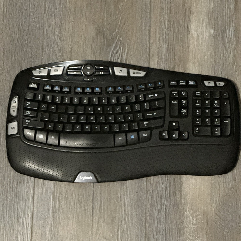 Logitech K350 Wireless Wave Ergonomic‎ Keyboard Black Multimedia Model Y-R0012